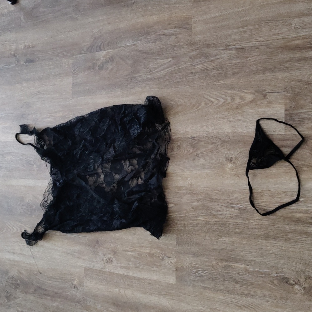 Black Lace Babydoll Set